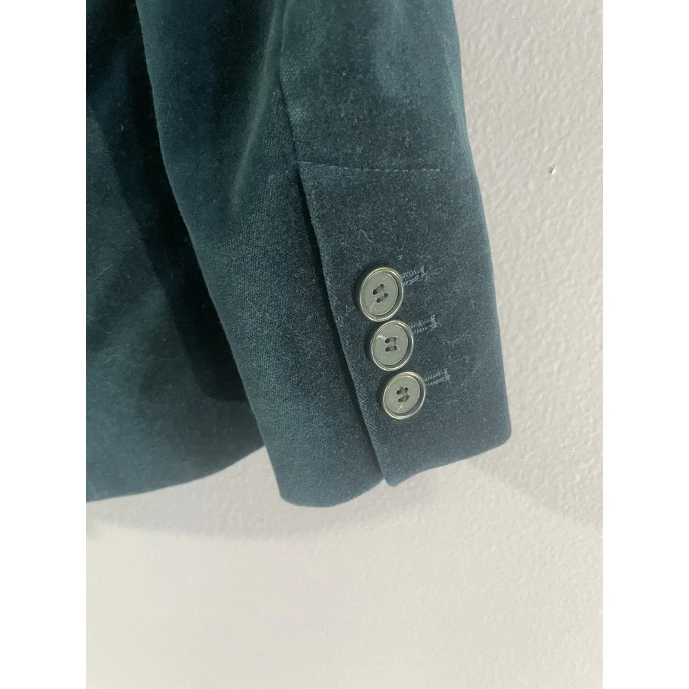 LOFT Women's 2 Teal Velvet Blazer Jacket Fitted Tailored Holiday Party Chic - Picture 5 of 8